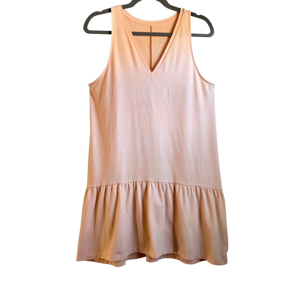 A New Day Womens Peach V-Neck Sleeveless Ruffle Hem Drop Waist Mini Dress Medium